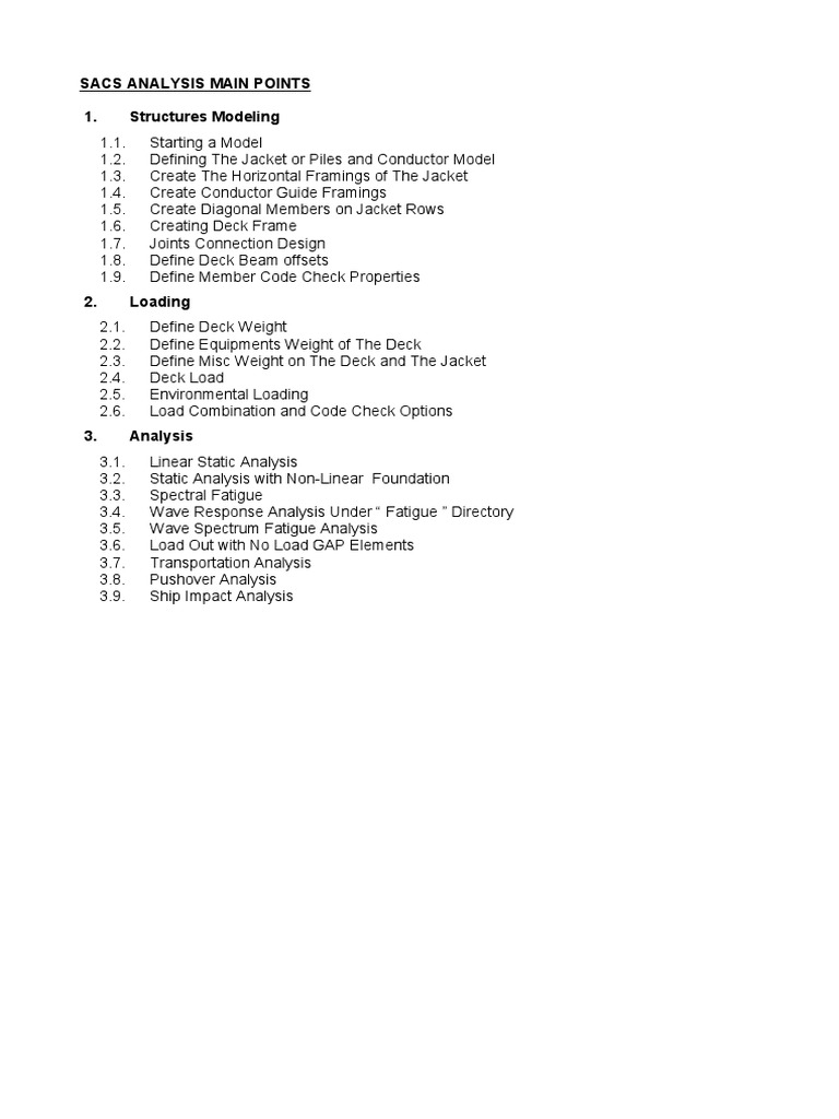 SACS Analysis: Structures and Load Modeling | PDF | Applied Mathematics ...