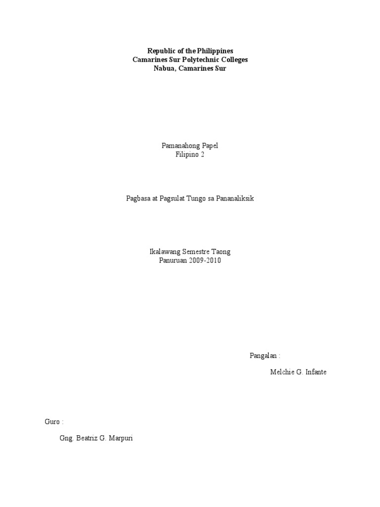 Term Paper in Filipino | PDF