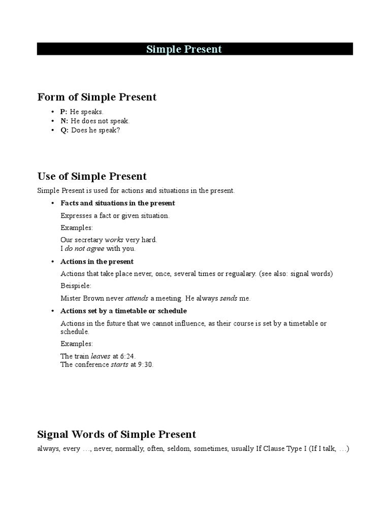 Simple Present Tense Guide | PDF