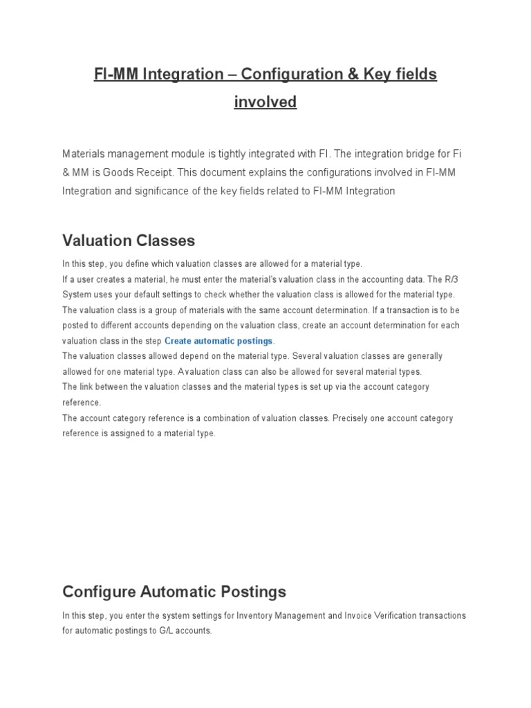 FI-MM Integration Configuration Steps | PDF | Valuation (Finance ...