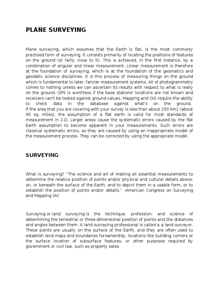 Understanding Plane Surveying Basics | PDF | Surveying | Plane (Geometry)