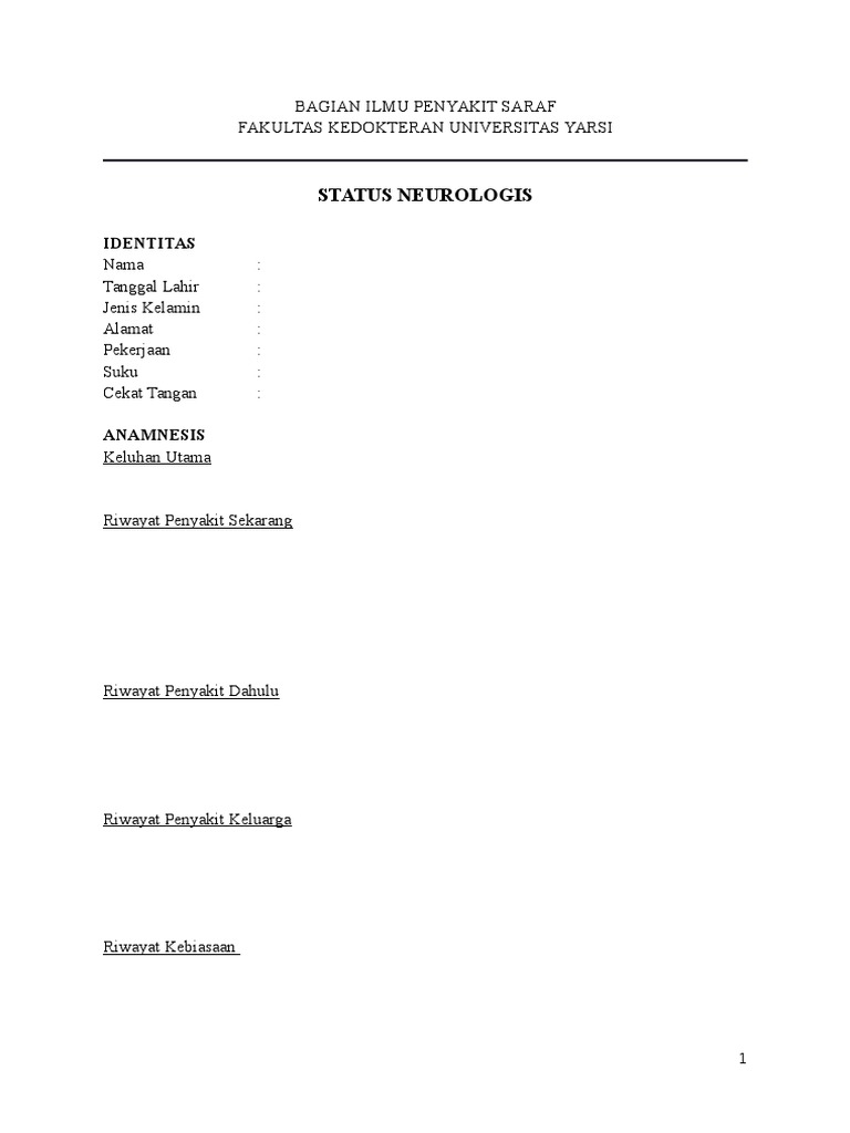 Status Neuro YARSI | PDF | Sains & Matematika | Fiksi Misteri, Thriller ...