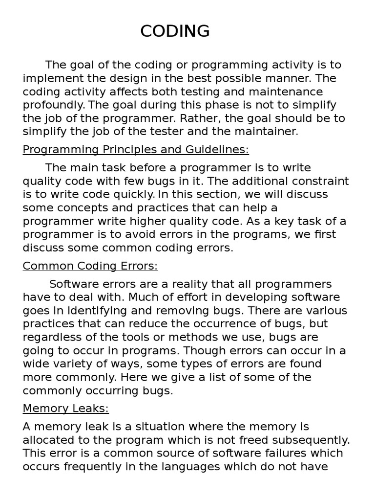 COding | PDF | Software Bug | Computer Programming