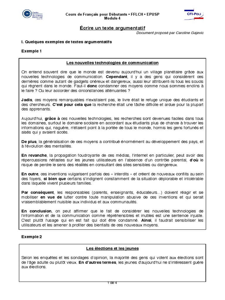 Texte Argumentatif Sur Les Moyens De Communication