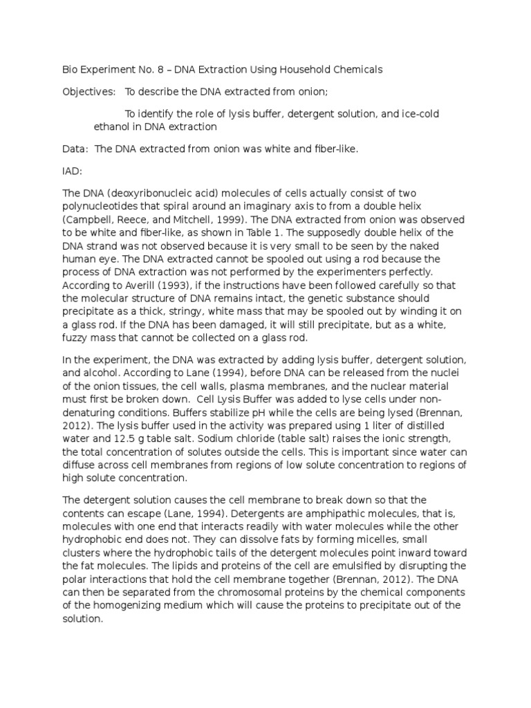 An Analysis of DNA Extraction from Onion Cells Using Household ...