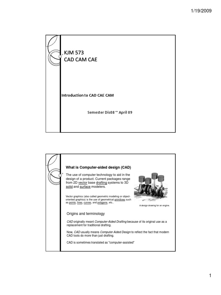 Introduction to CAD, CAM, and CAE | PDF | Computer Aided Design | 3 D ...