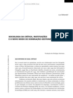 Boltanski, L. Sociologia Da Crítica, Instituições e o Novo Modo de Dominação Gestionária PDF