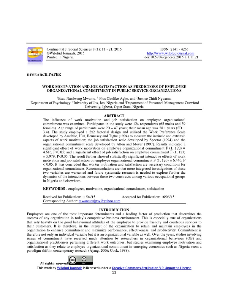 Free research proposal on the impact of employees motivation on their job satisfaction picture