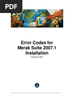 Error Codes For Merak Suite 2007.1 Installation: December 2007