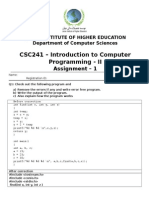 CSC241 Assignment 1