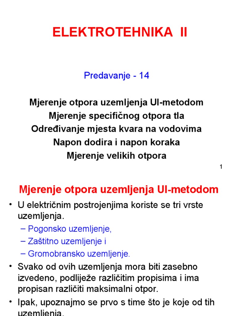 Elektrotehnika Ii: Predavanje - 14