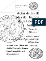 Actas de Las III Jornadas de Historia de La Filosofía Antigua