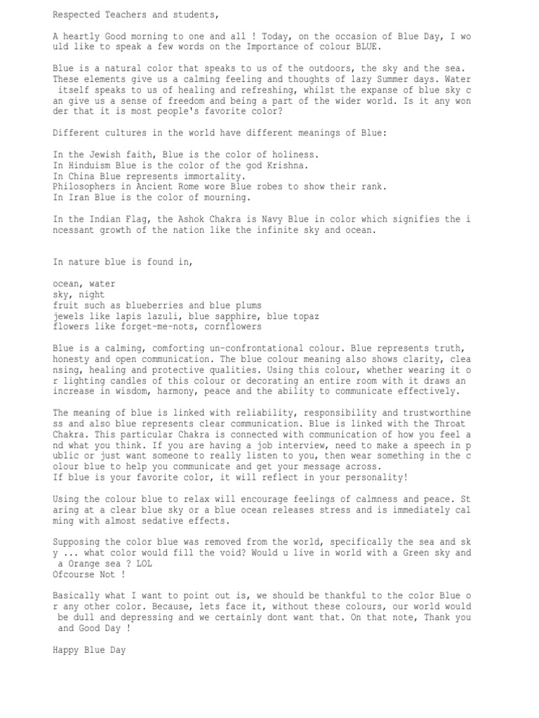 Blue Day PDF Religion And Belief Science