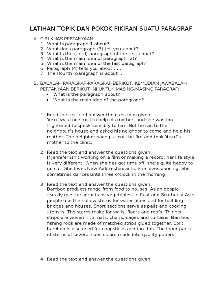 B Latihan Pokok Pikiran Paragraf Pdf Ozone Atmosphere Of Earth