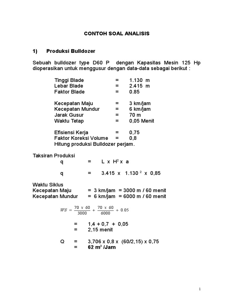 Contoh Soal Alat Alat Berat