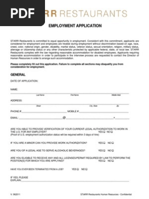 Starr Restaurants Application