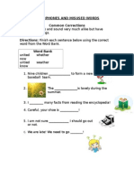 Homophones and Misused Words - Activity 1