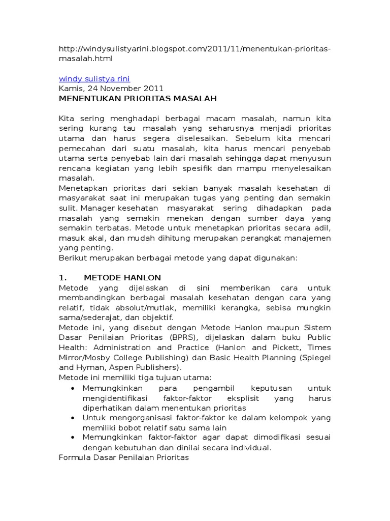 Metode Penentuan Prioritas Masalah | PDF