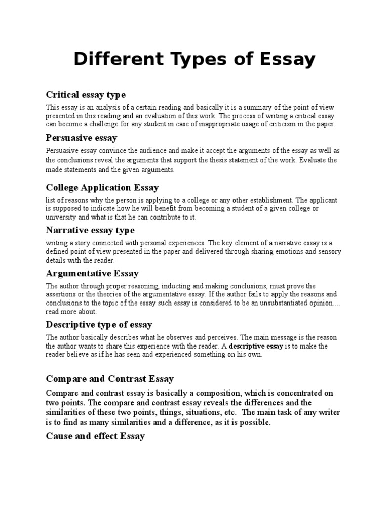 different types of essay formats