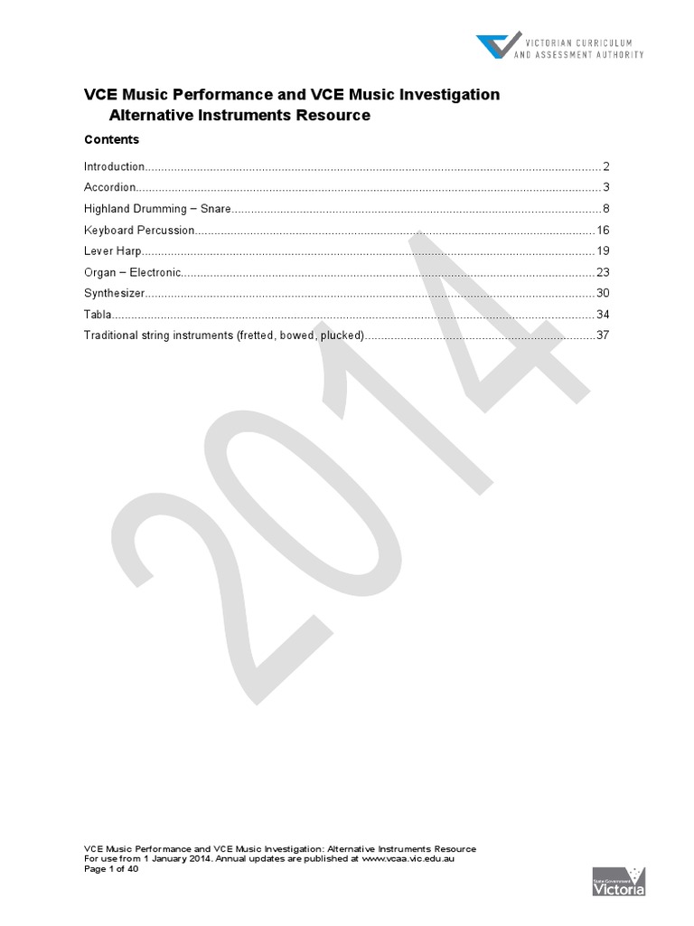 VCE Music Alternative Instruments Guide | PDF | Synthesizer | Chamber Music