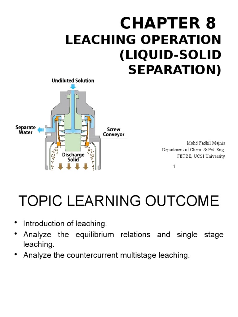 Chapter 8 Leaching Operation Analytical Chemistry Chemical Substances