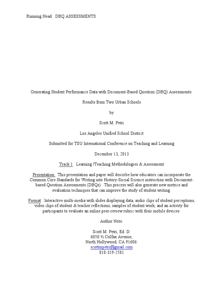 DBQ Assessments in Urban Schools | PDF | Common Core State Standards ...