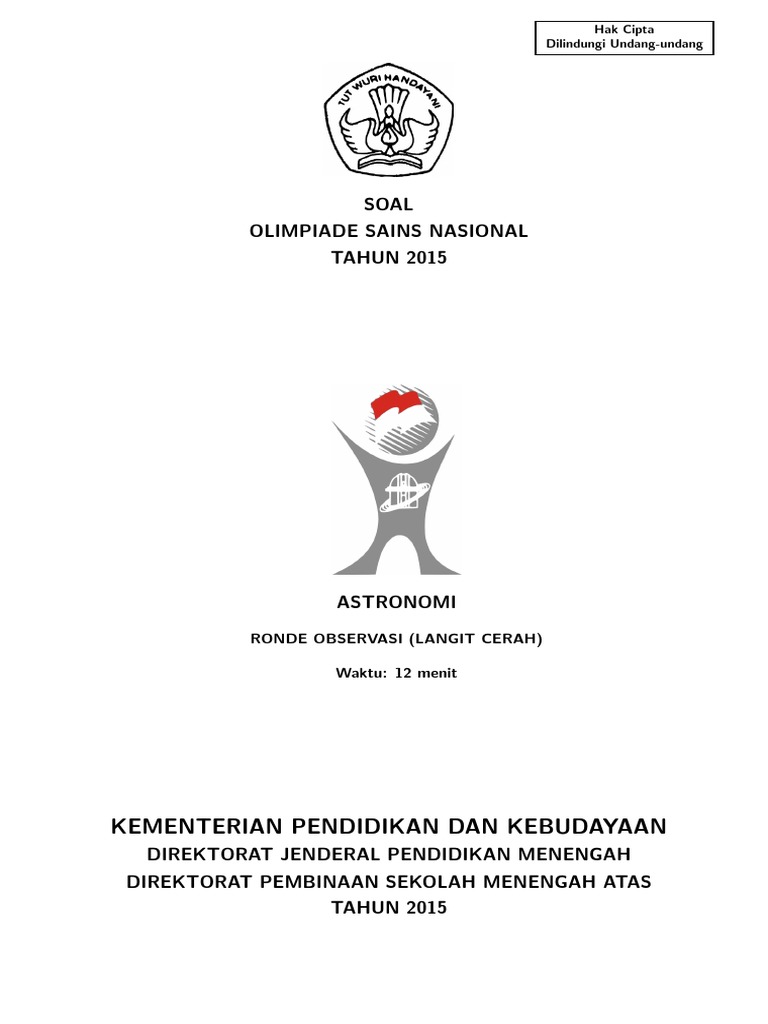 Soal Osn Astronomi Observasi Langit Cerah 2015