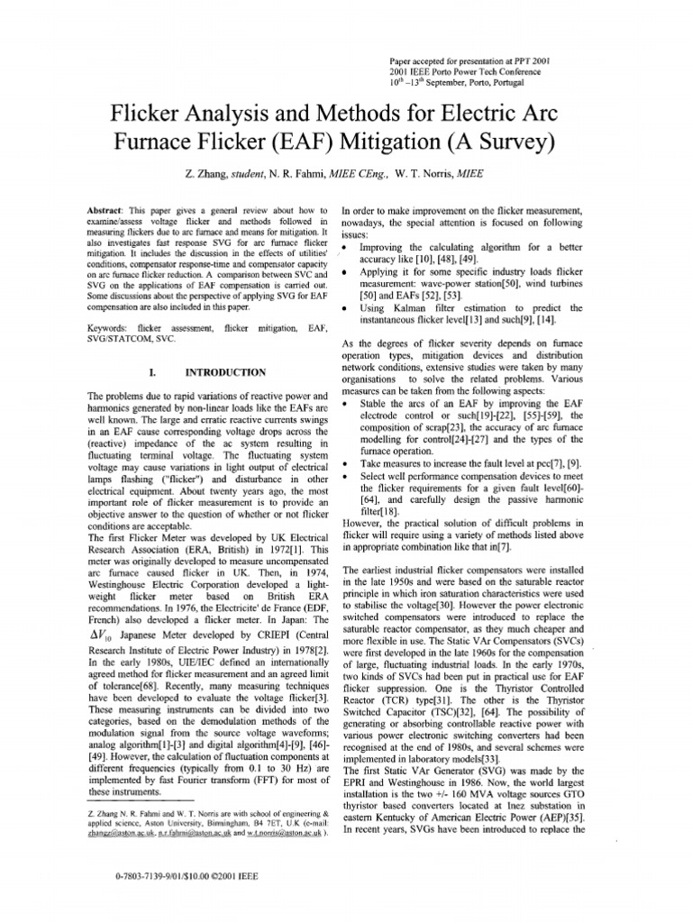 EAF Flicker Mitigation Methods Survey | PDF | Ac Power | Alternating ...