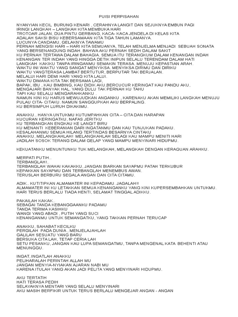 Puisi Perpisahan Dari Adik Kelas Untuk Kakak Kelas KT Puisi