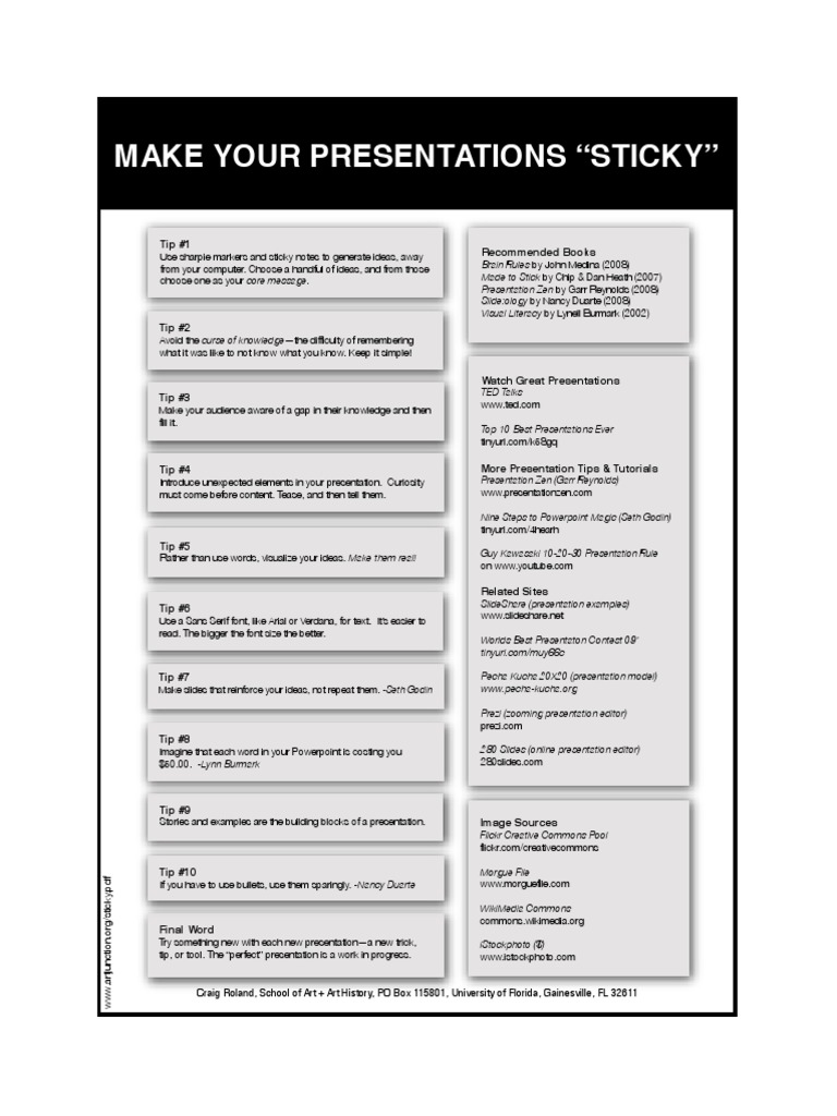 Tips for Sticky Presentations | PDF | Computing And Information Technology