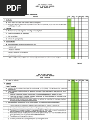Audit Schedule