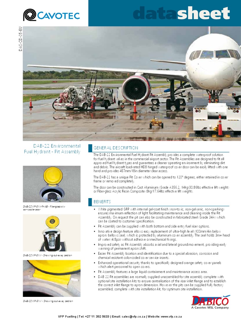 DAB 22 Fuel Hydrant Pit PDF Fiberglass Elevator