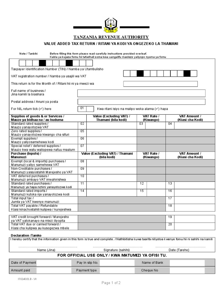 Monthly VAT Return Form - Mushak 9.1 | PDF