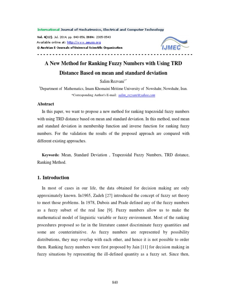A New Method For Ranking Fuzzy Numb | PDF | Fuzzy Logic | Function ...