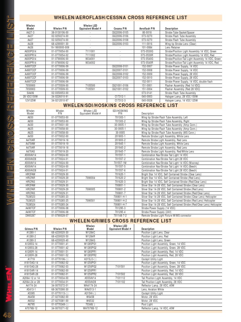 Cross Reference Chart Flash (Photography) Lighting