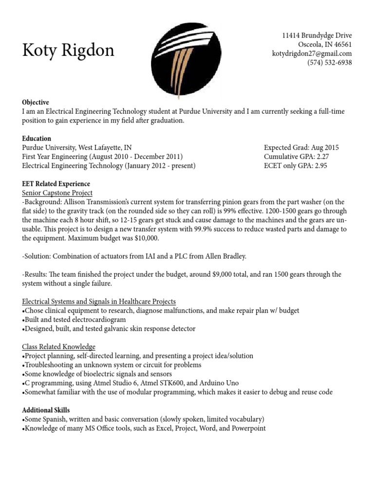 Electrical Engineering Technology Resume | PDF | Technology & Engineering