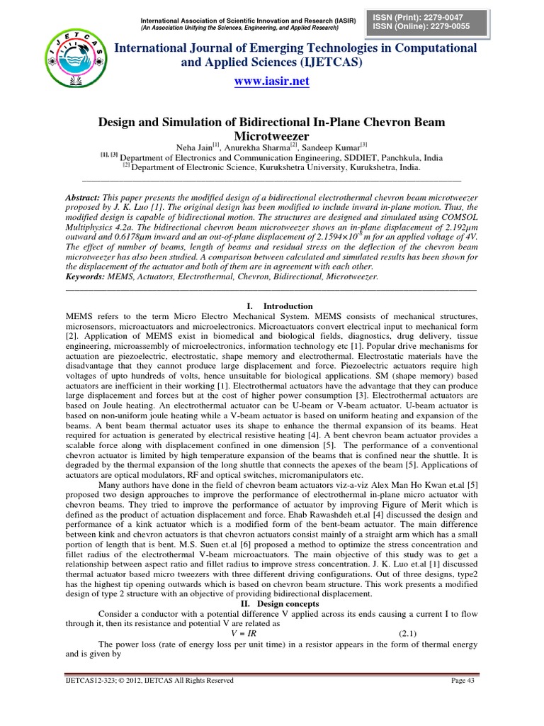 Design and Simulation of Bidirectional In-Plane Chevron Beam ...