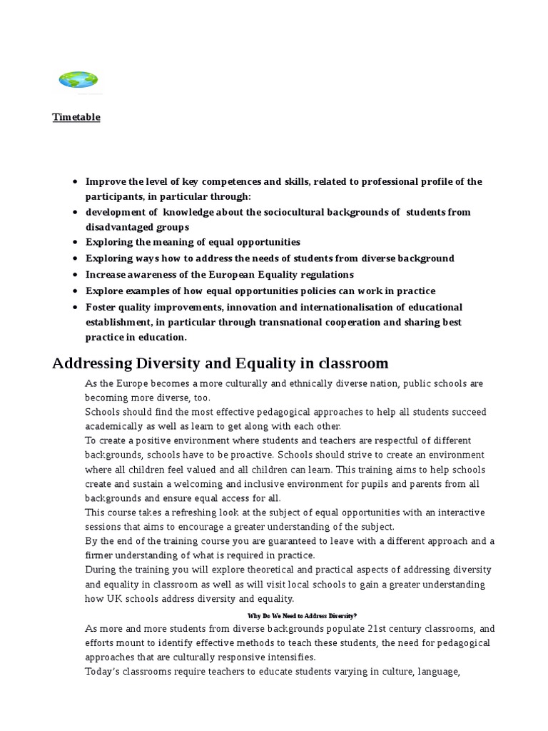 Enhancing Diversity and Equality in Education | PDF | Pedagogy ...