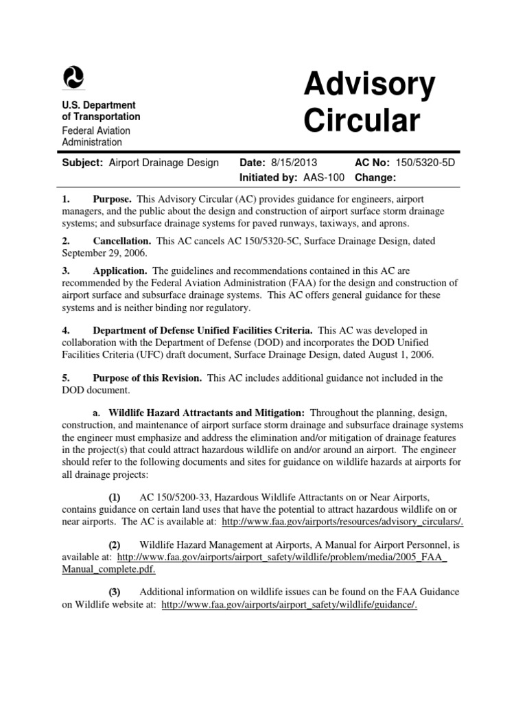 Ac 150.5320-5D Air Drainage Design - Faa Us DT PDF | PDF | Airport ...