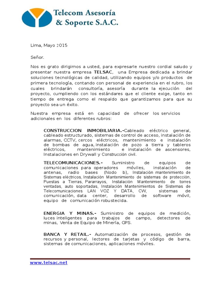 Carta de Presentacion  V1.2  Teléfonos móviles  Red mundial