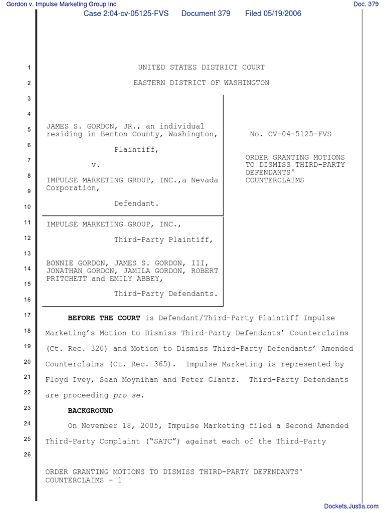 BEFORE THE COURT is Defendant/ThirdParty Plaintiff Impulse Federal