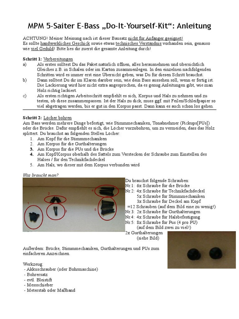 MPM 5 Saiter E Bass Bauanleitung | PDF