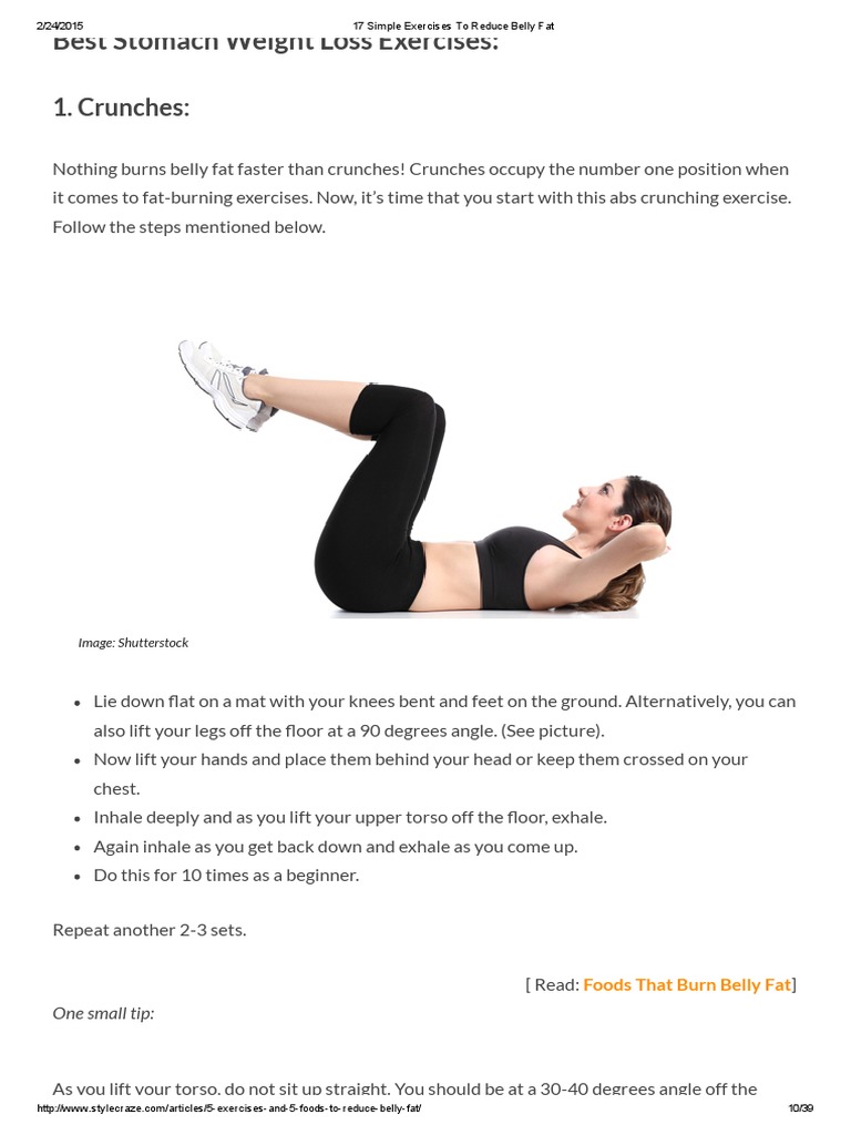 Best Stomach Weight Loss Exercises 1. Crunches PDF Abdomen