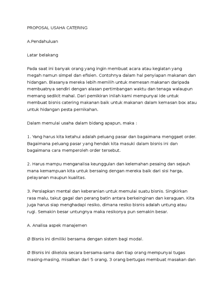 Proposal Usaha Catering