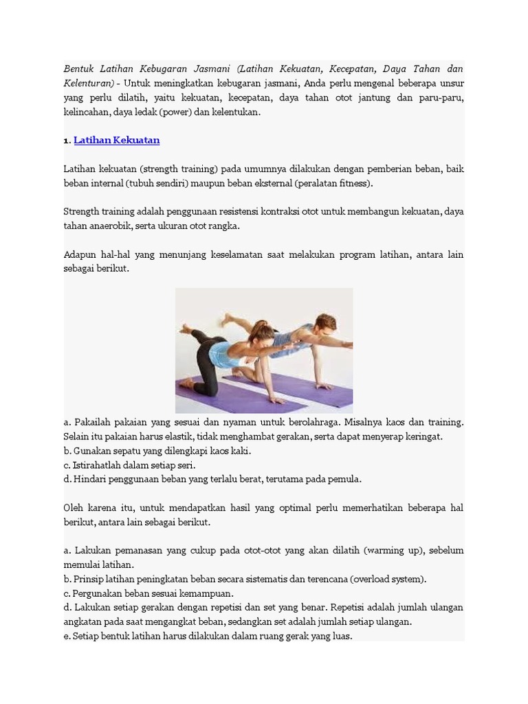 Bentuk Latihan Kebugaran Jasmani