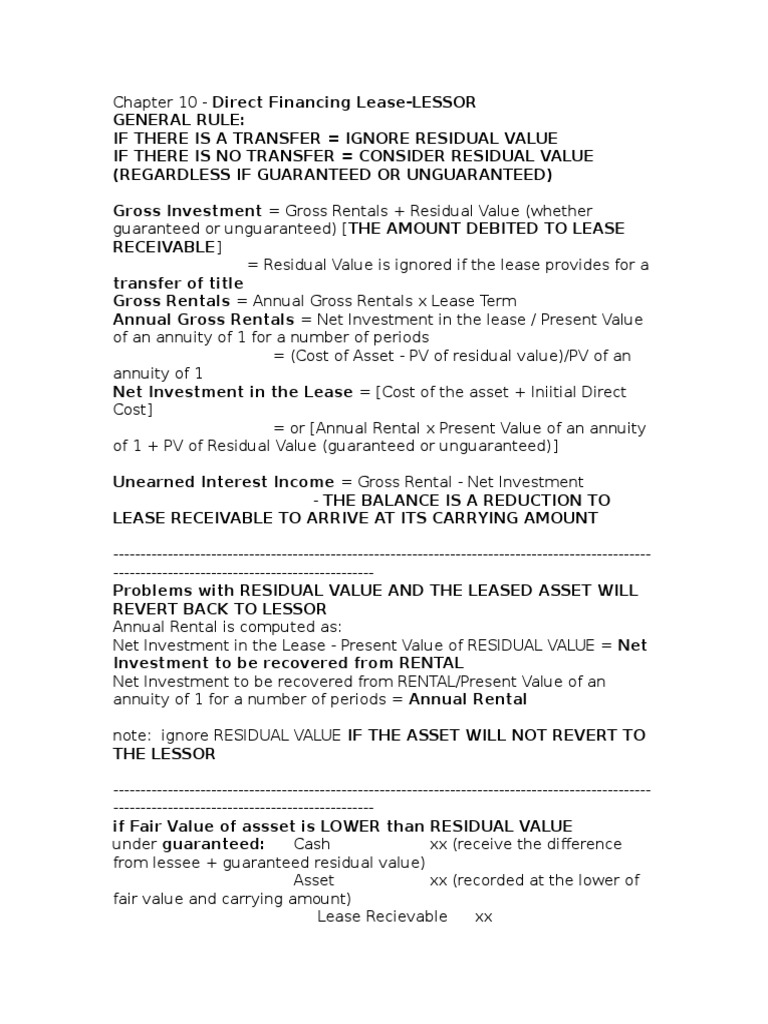 Direct Financing Lease Accounting Guide | PDF