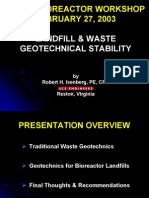 Usepa Bioreactor Workshop FEBRUARY 27, 2003: Landfill & Waste Geotechnical Stability