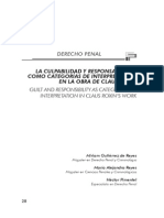 Culpabilidad y Responsabilidad Penal Como Categorias de Imputabilidad en La Obra de Claus Roxin