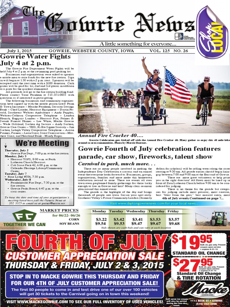 July 1 Pages Gowrie News PDF Radiology Ct Scan