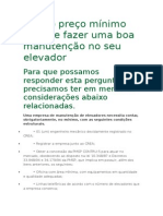 Qual o Preço Mínimo Para Se Fazer Uma Boa Manutenção No Seu Elevador